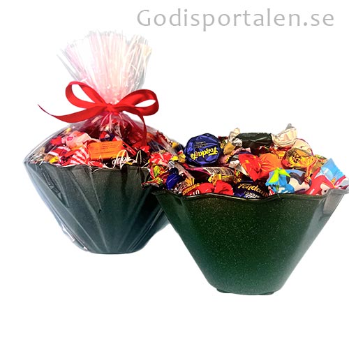 Godisskål Julgrön Glitter - Julgodis med färskt gott inslaget godis till företag, kollega eller vän - Godisportalen.se